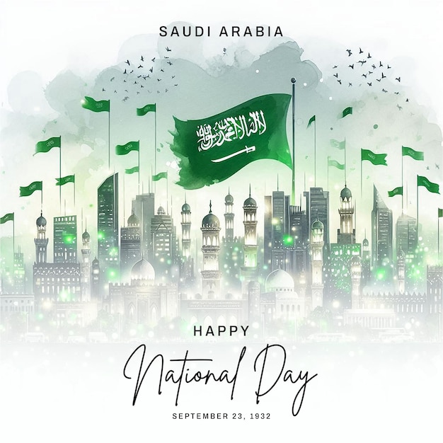 Saudi Arabia National Day social media post banner poster template