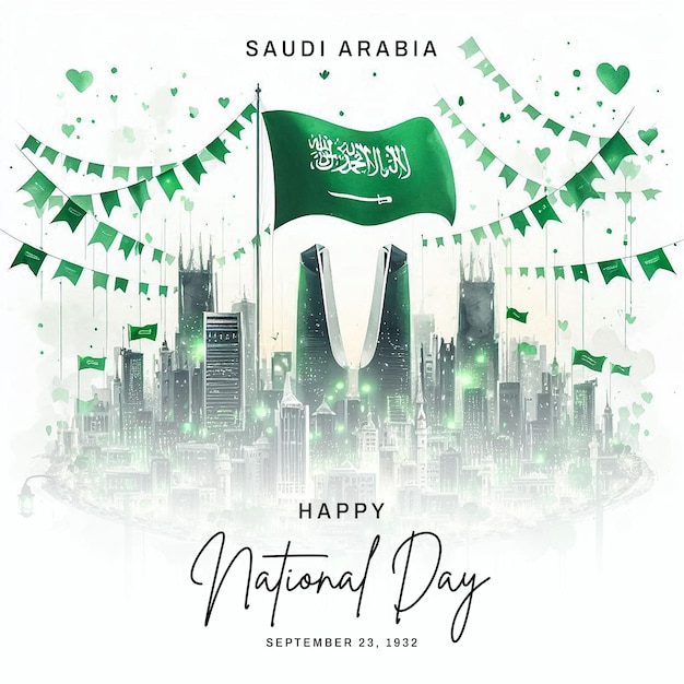 Saudi Arabia National Day social media post banner poster template