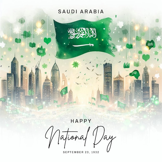 Saudi Arabia National Day social media post banner poster template