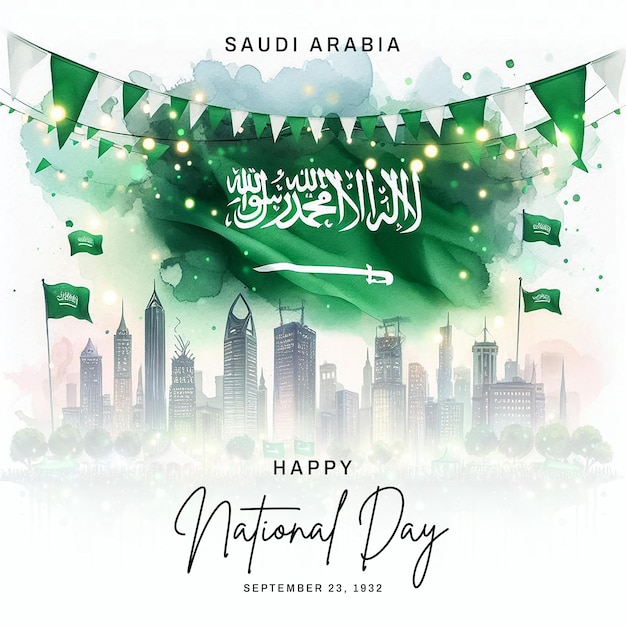 Saudi Arabia National Day social media post banner poster template