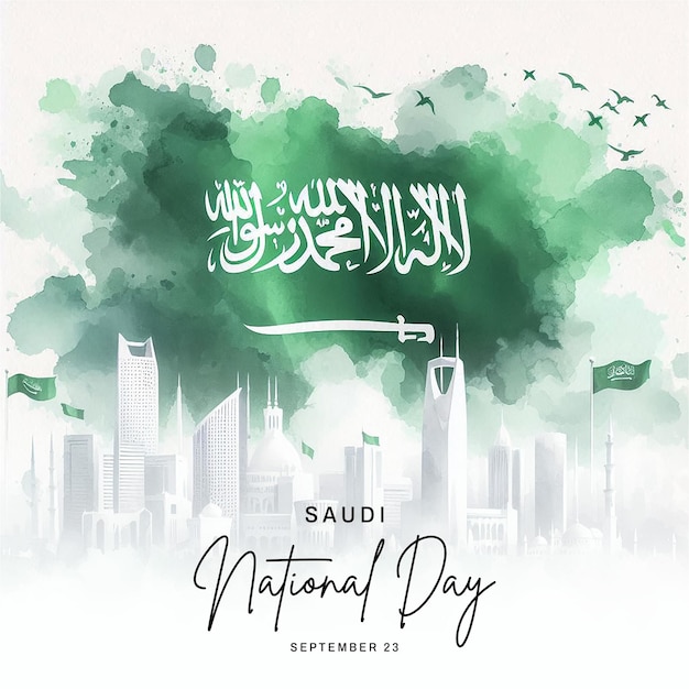 Saudi Arabia National Day social media post banner poster template