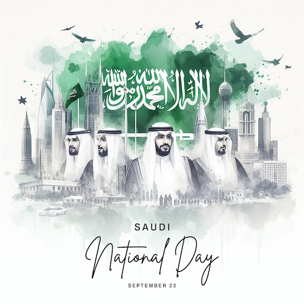 Saudi Arabia National Day social media post banner poster template