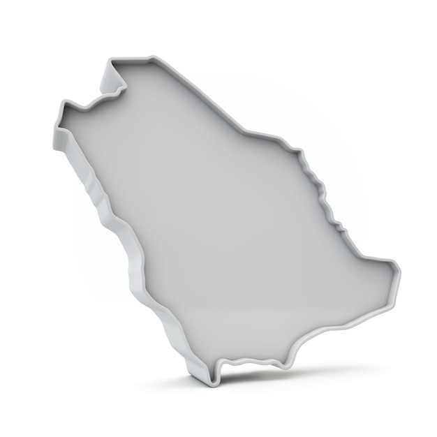 Saudi arabia simple d map in white grey d rendering