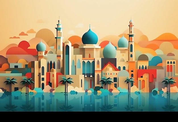 Saudi Arabia skyline abstract design