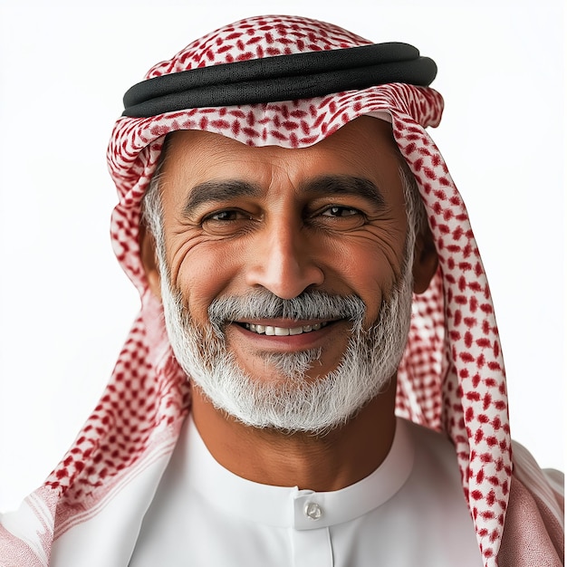 Saudi Arabian gulf middle Eastern Arab man smiling Elder portrait isolated background