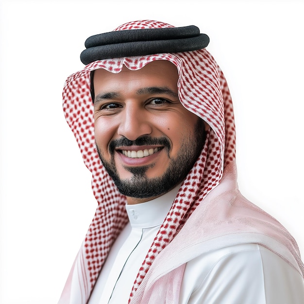 Photo saudi arabian gulf middle eastern arab man smiling elder portrait isolated background