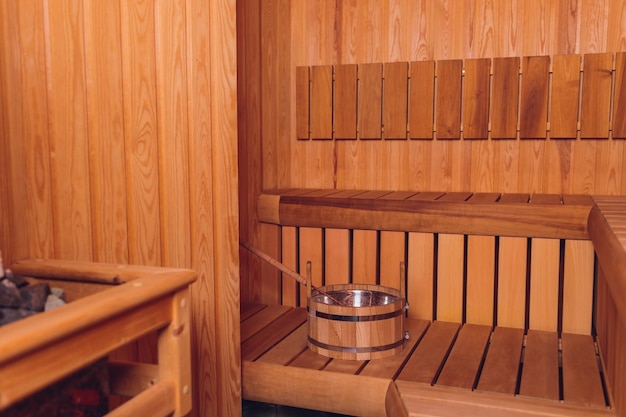 Sauna interior Relax in a hot sauna