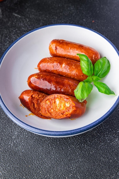 sausage chorizo spicy snack meal food snack on the table copy space food background