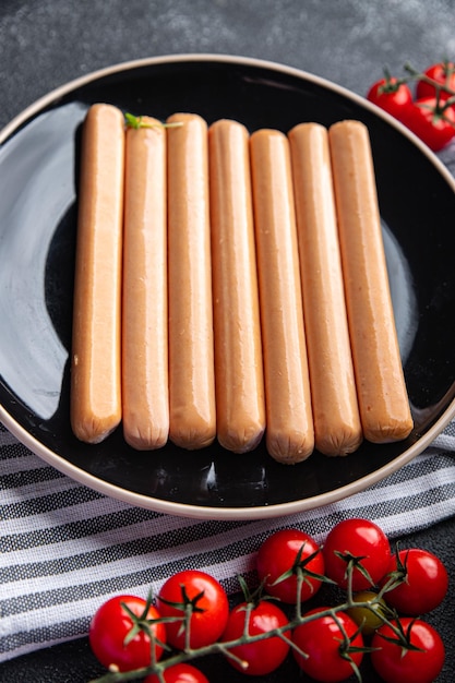 sausages fresh fast food cooking meal food snack on the table copy space food background rustic top