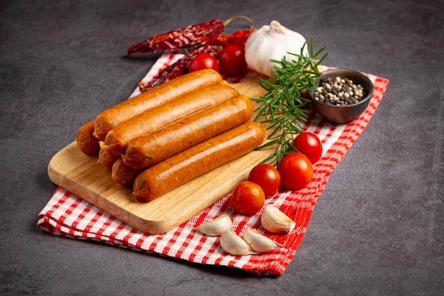 Sausages fried with spices and herbs