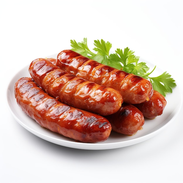 sausages on white background