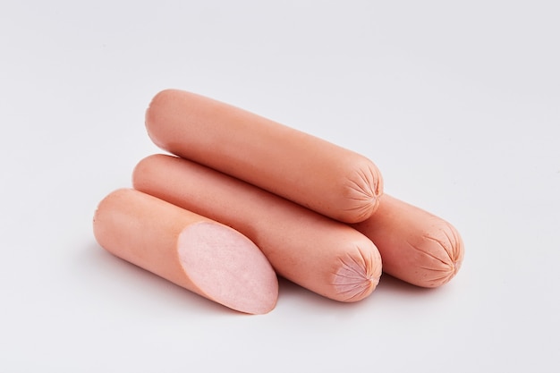 Sausages on a white 