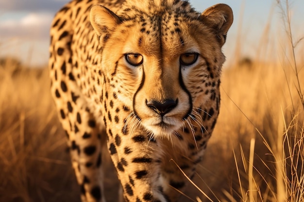 Savanna Wildlife Cheetah Hunting Elegance Generative AI