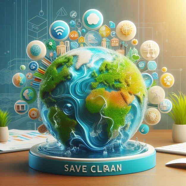 Save clean water globe world for environmental for world water day