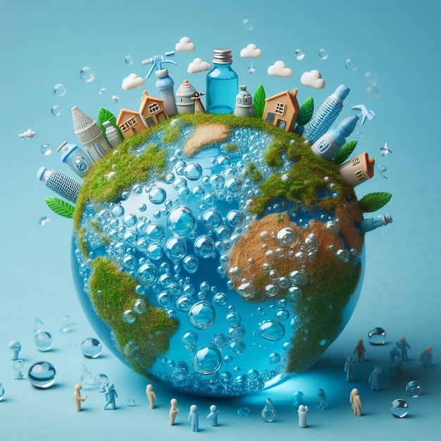 Save clean water globe world for environmental for world water day