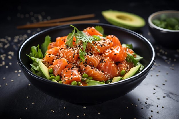 Savor the Delicate Bliss of Salmon and Avocado Poke AR 32