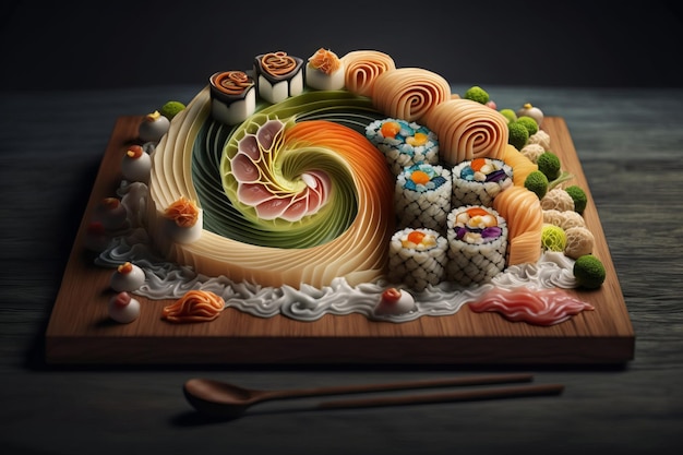 Savor the Flavor of Sushi Delicious Rolls in Every Shot AI Generative