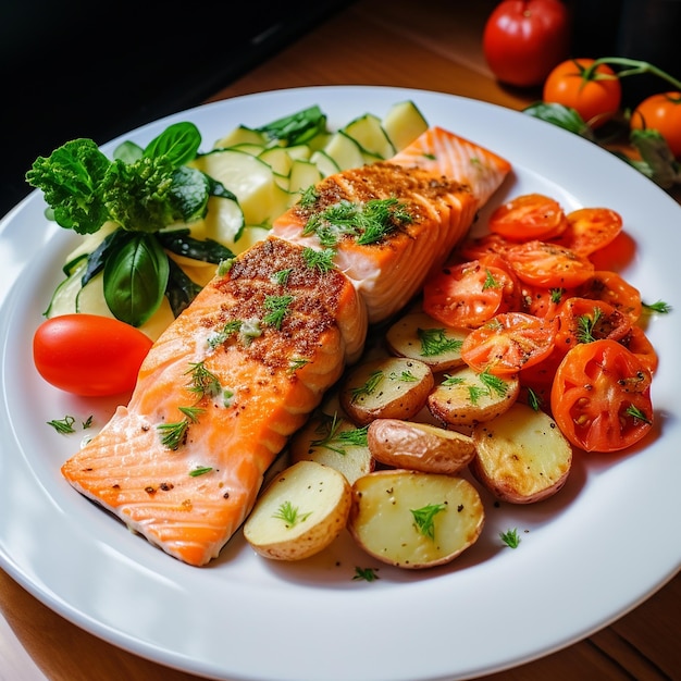 Savoring Delights Salmon and Vegetables Extravaganza