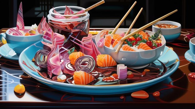 Savoring Sushi in Dark Orange Splendor