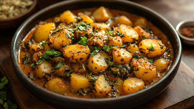 Savory Aloo Methi Curry with Potatoes and Fenugreek Leaves