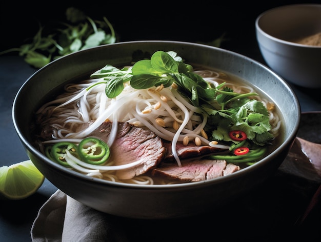 savory and aromatic bowl of pho with tender beef slices