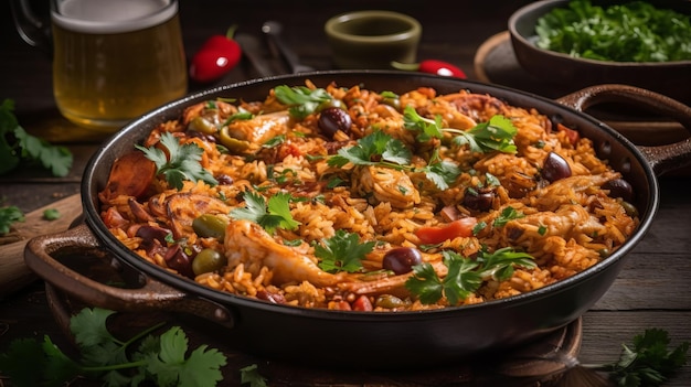 Savory and Aromatic Mexican Paella with Tender Chicken