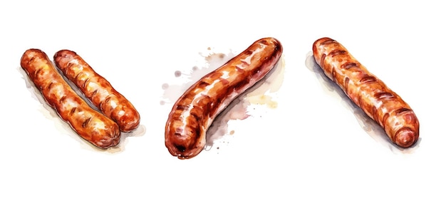 savory bratwurst sausage ai generated german grilled cooked culinary delicious link savory bratwurst sausage illustration watercolor