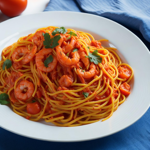 Savory Delight Pasta Spaghetti with Succulent Shrimp and Flavorful Sauce AIGenerated