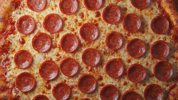 Photo savory pepperoni pizza closeup pan view