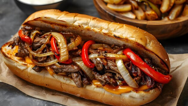 Savory Philly Cheesesteak Delight with Onions Peppers Concept Cheesesteak Recipe Philly Food Onions and Peppers Savory Delight