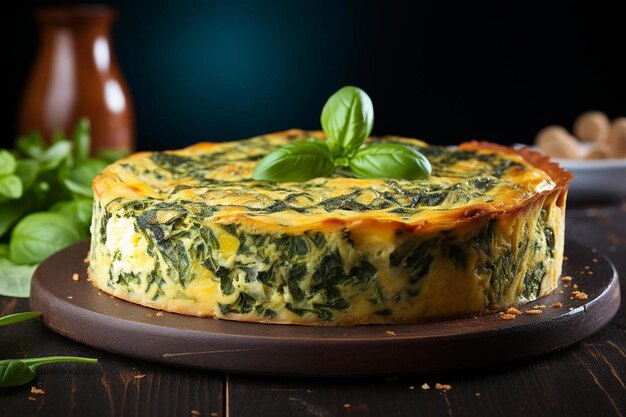 Savory Quiche with Spinach and Cheese Food photo