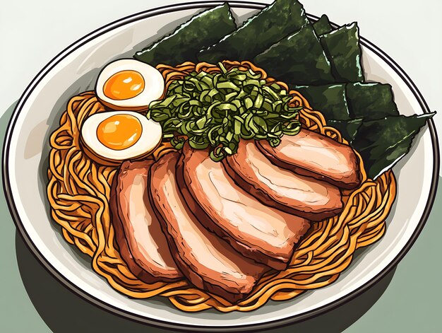 Photo savory ramen bowl with tender pork belly miso broth softboiled egg and green onions perfect for authentic japanese cuisine and comfort food lovers