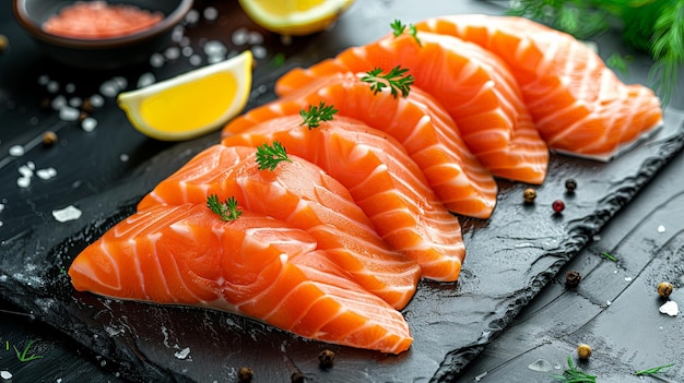 Savory Slivers Delicately sliced salmon offering a gourmet culinary experience