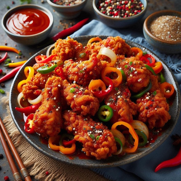 Photo savory and spicy boneless fried chicken