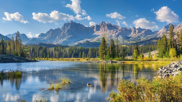 Photo sawtooth range with lake