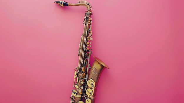 Saxophone on Flat Color Background