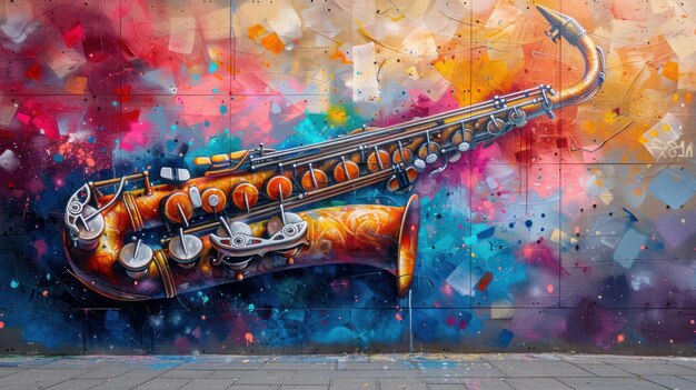 Photo saxophone graffiti wall art