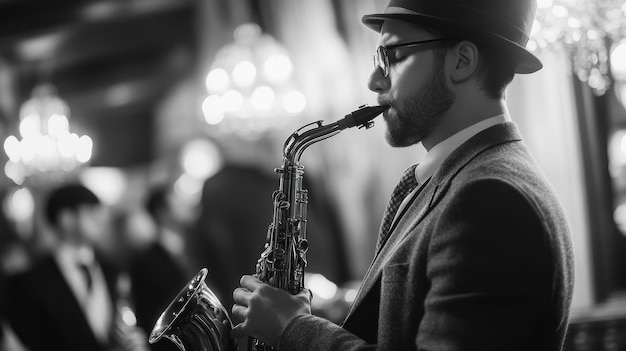 Saxophonist Playing in a Jazz Club