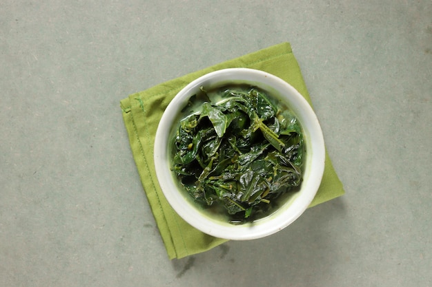 Sayur Bobor is a typical dish of Central Java, cassava leaves in coconut milk.