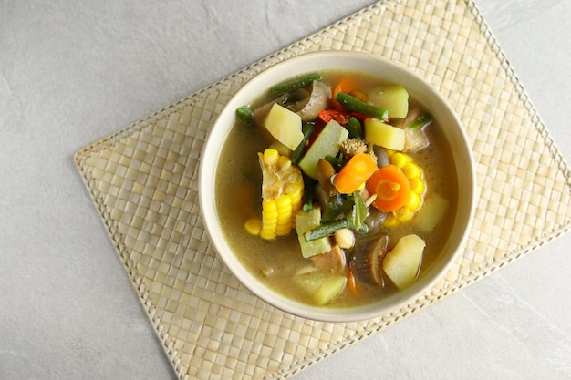 Sayur Lodeh or vegetable soup without coconut milk, delicious of traditional indonesian food