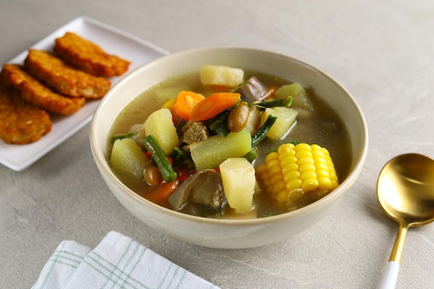 Sayur Lodeh or vegetable soup without coconut milk, delicious of traditional indonesian food