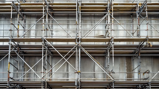 Scaffolding on a Concrete Wall