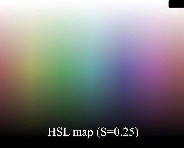 A scale colors HSL Saturation025 chart holizontal and vertical gradation dark to bright each colo