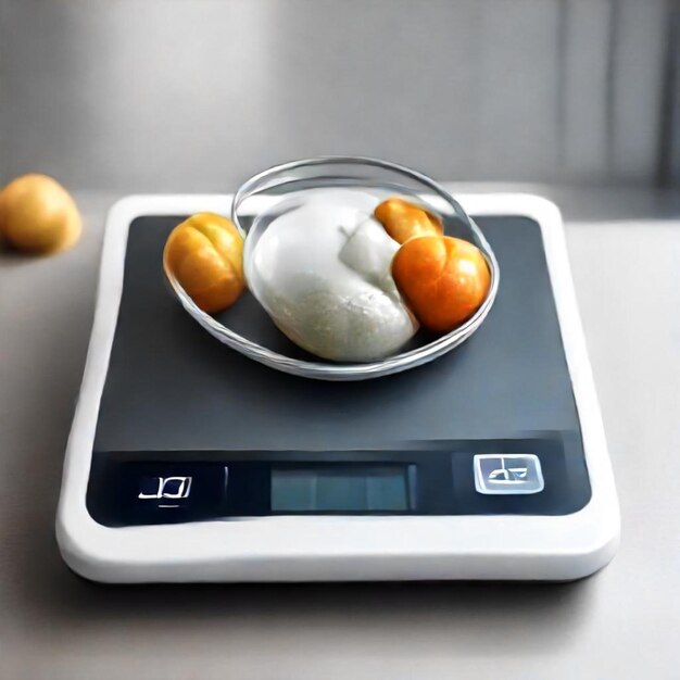 Photo a scale with eggs and eggs on it