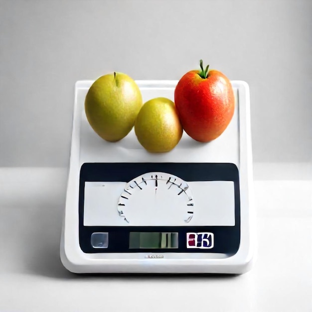 a scale with three apples and three apples on it