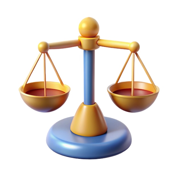 Photo scales of justice balance and justice law concept 3d rendering icon cartoon minimal style