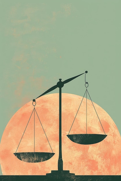 Photo scales of justice in front of the moon