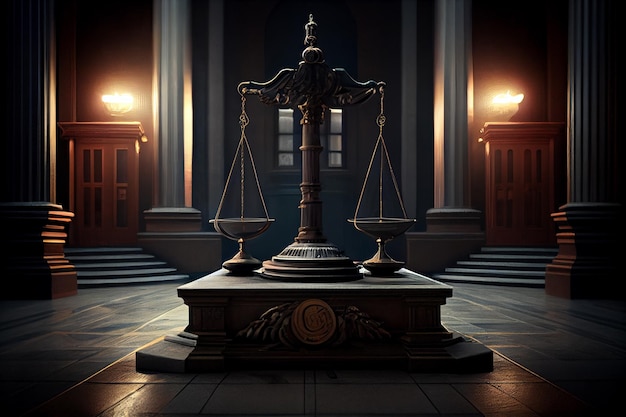 Scales of Justice Law concept of Judiciary Jurisprudence and Justicegenerative ai