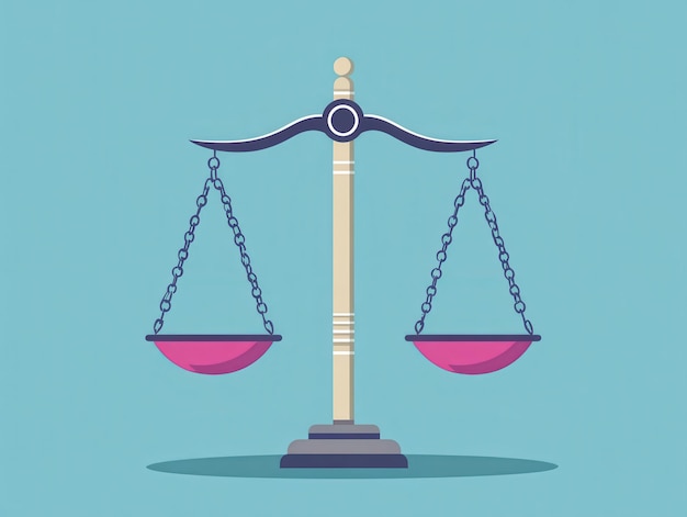 Scales of Justice with Pink Balance Illustration