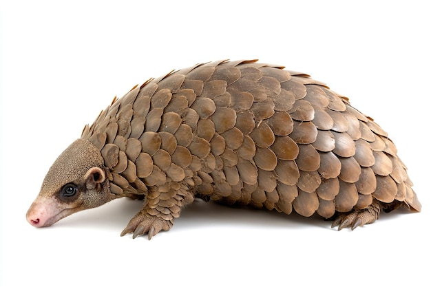 Scaly Pangolin Walking on a White Background